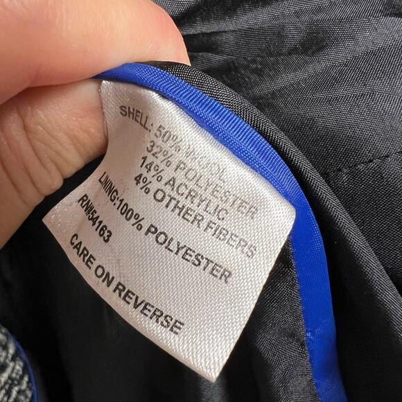 Calvin Klein Black White Boucle Tweed Knit Double Breasted Wool Blend Coat Sz 10 - Picture 6 of 8